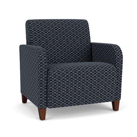 Lesro Siena Lounge Reception Wide Guest Chair, Walnut, RS Night Sky Upholstery SN1201